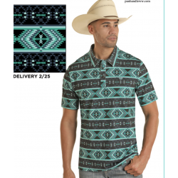 Aztec snap polo shirt
